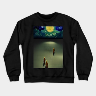 3 GHOSTLY MONKSWATCHING A FULL HALLOWEEN MOON Crewneck Sweatshirt